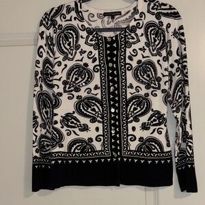 Pierri New York Black and White Paisley Cardigan